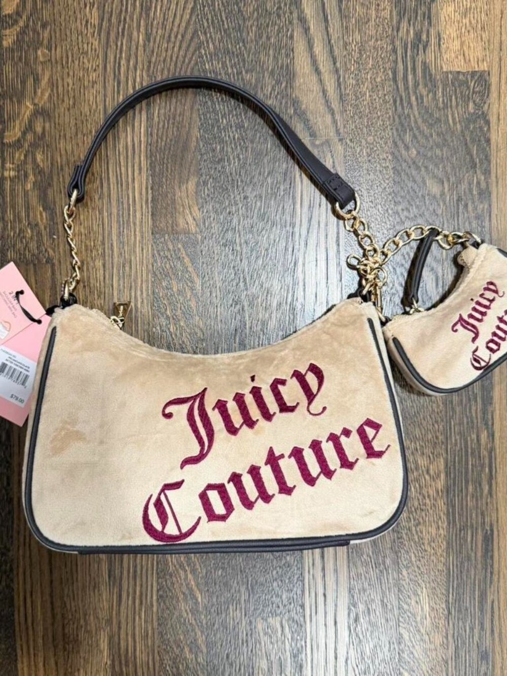 juicy couture better together hobo pecan chocolate cream tan black shoulder bag